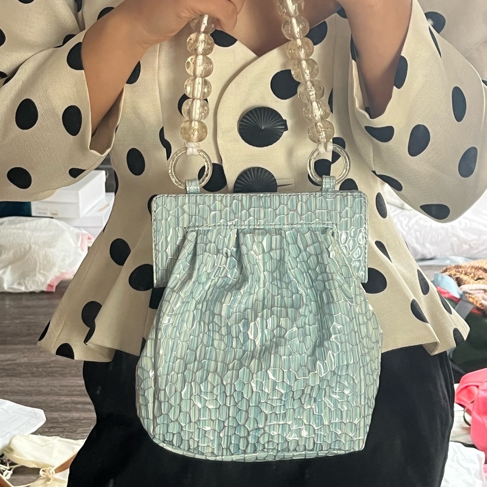 SOLDSOLDSOLDMaryam Nassir Zadeh Glow Purse Hangbag Sky Fish beaded handle strap - Picture 1 of 16